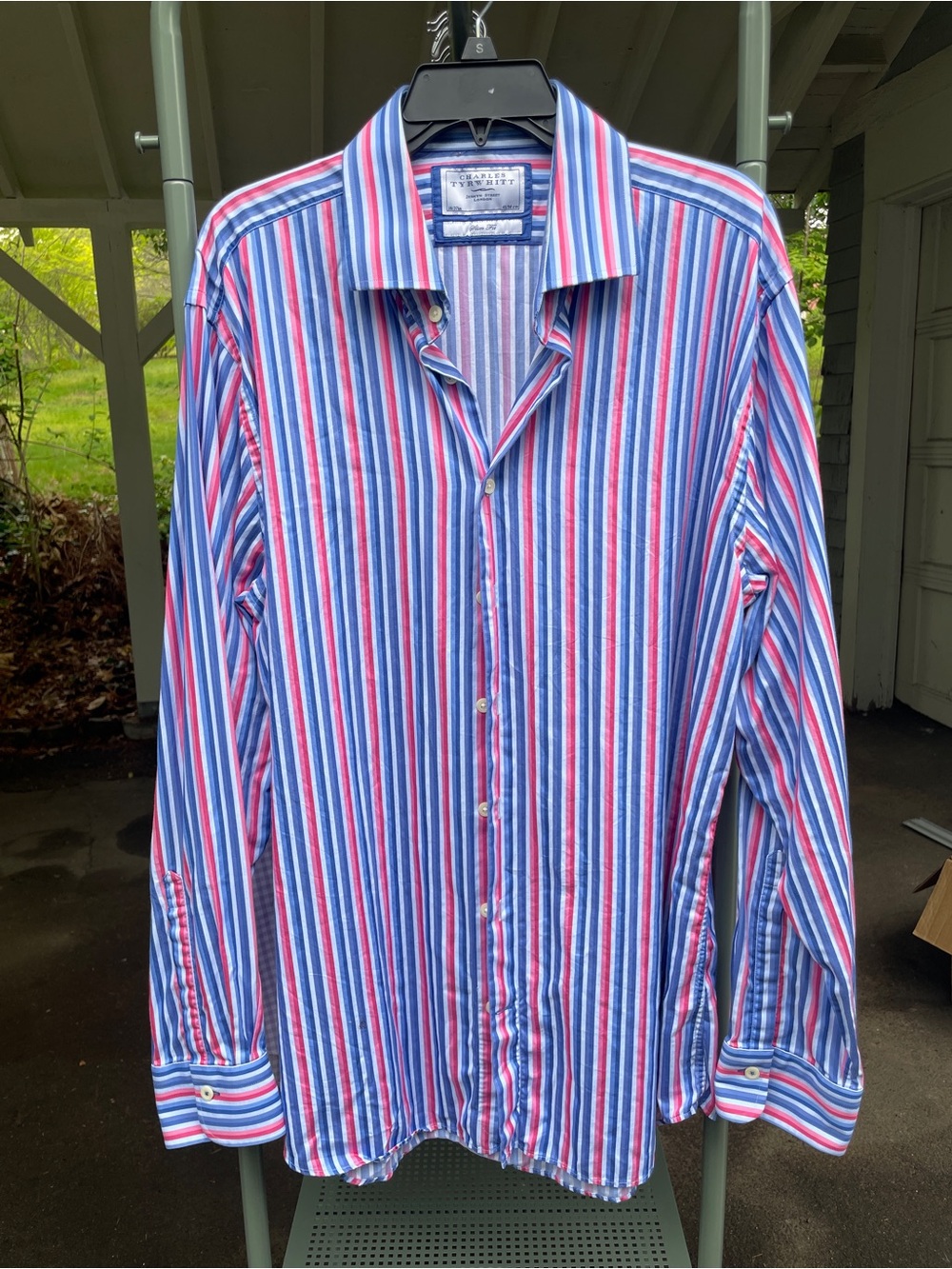 Charles Tyrwhitt Men’s Blue, Red & White Stripe Dress Shirt